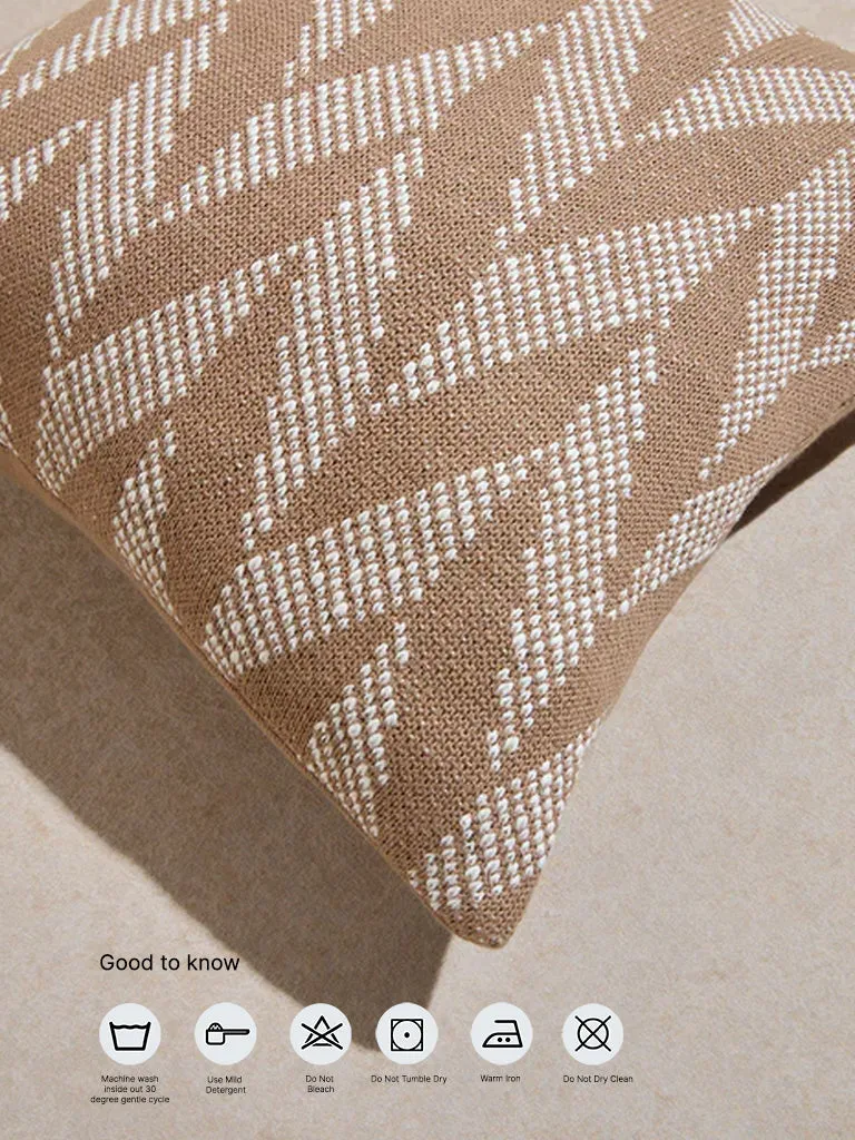 Westside Home Brown Chevron Printed Cushion Cover