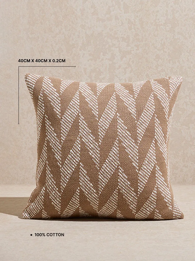 Westside Home Brown Chevron Printed Cushion Cover