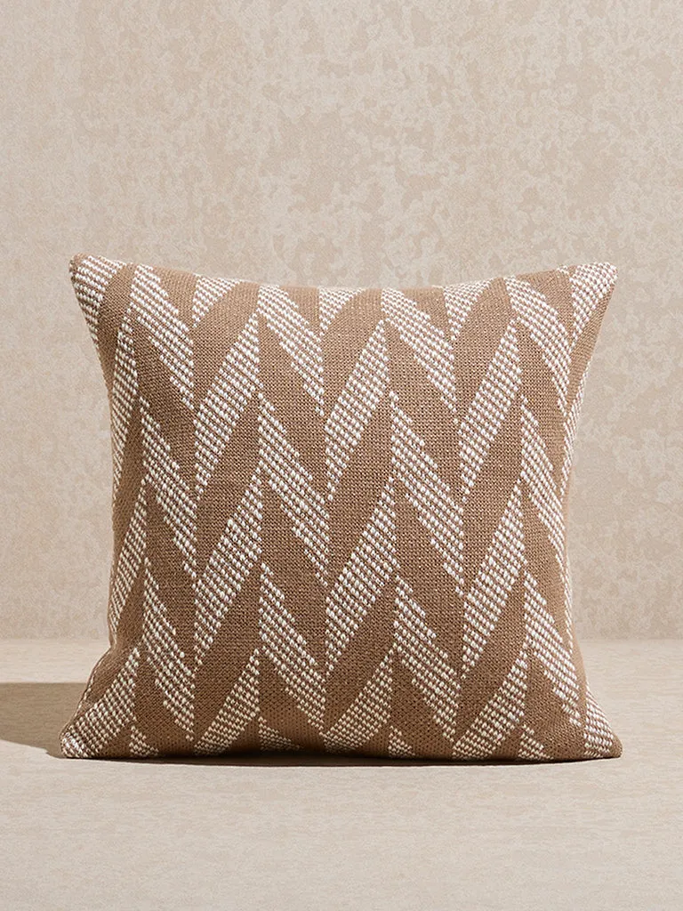 Westside Home Brown Chevron Printed Cushion Cover