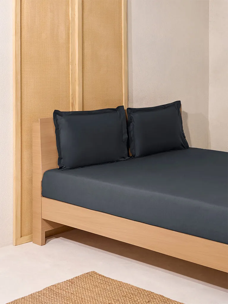 Westside Home Charcoal Solid King Bed Flat Sheet and Pillowcase Set
