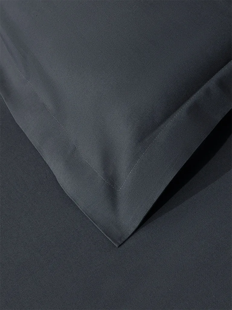 Westside Home Charcoal Solid Queen Bed Fitted Sheet and Pillowcase Set