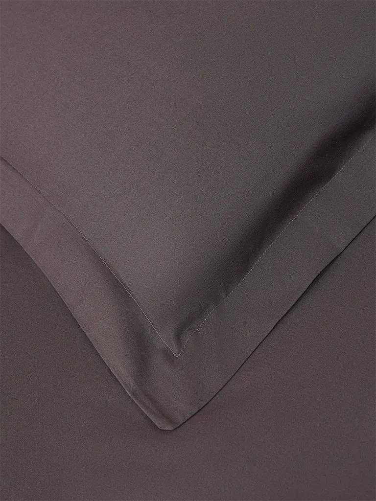 Westside Home Charcoal Solid Single Bed Fitted Sheet and Pillowcase Set