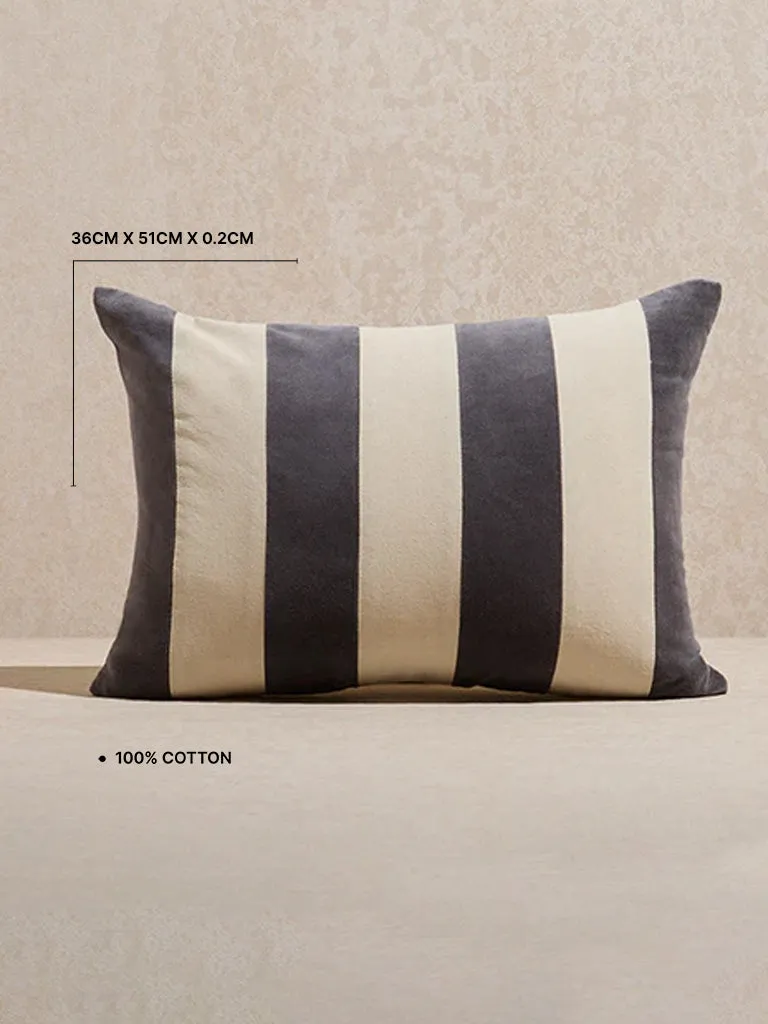 Westside Home Charcoal Stripe Printed Cushion Cover