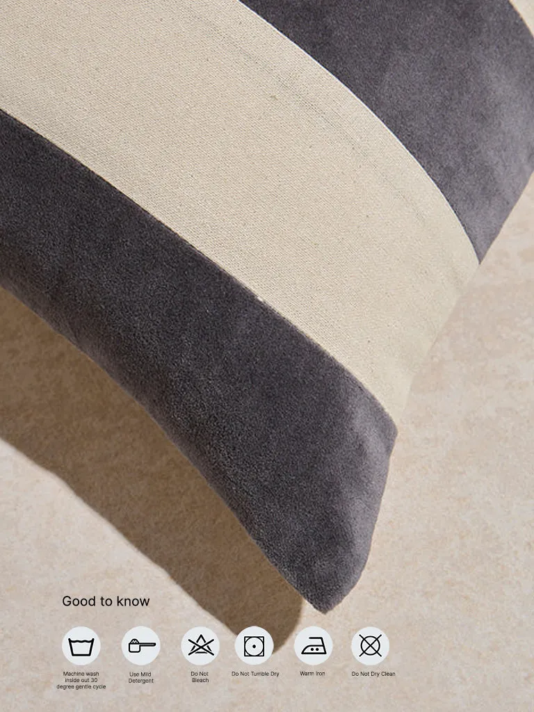 Westside Home Charcoal Stripe Printed Cushion Cover