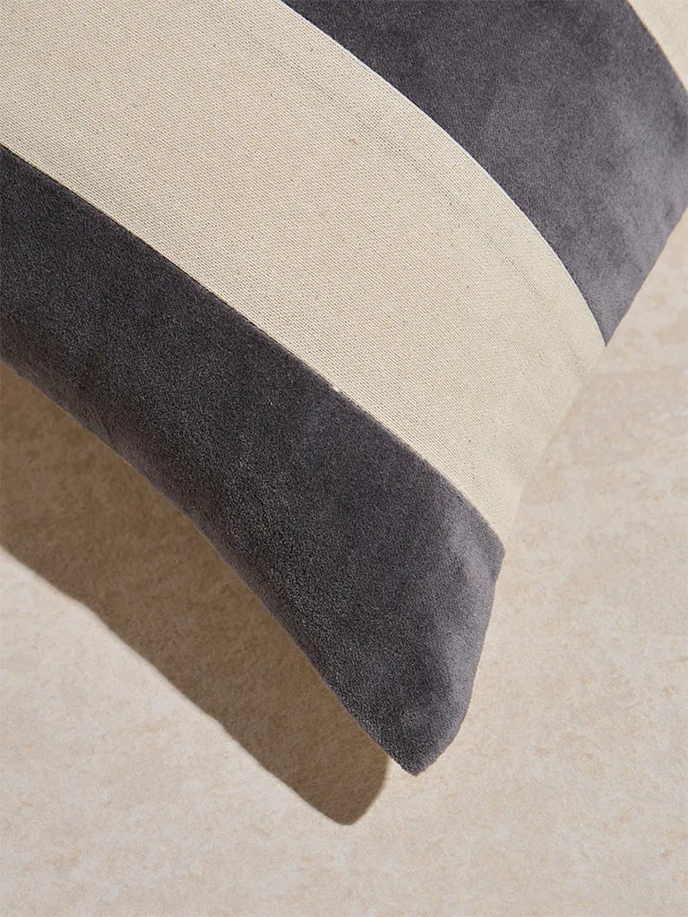 Westside Home Charcoal Stripe Printed Cushion Cover