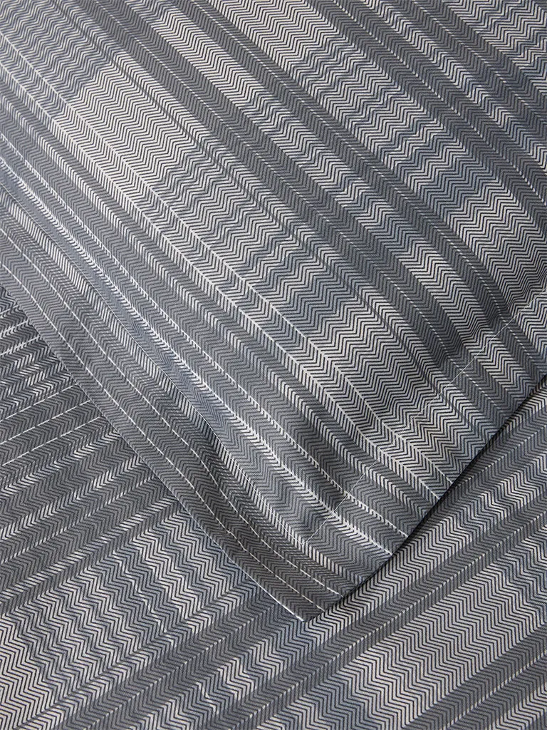 Westside Home Dark Grey Checkered King Bed Fitted Sheet and Pillowcase Set