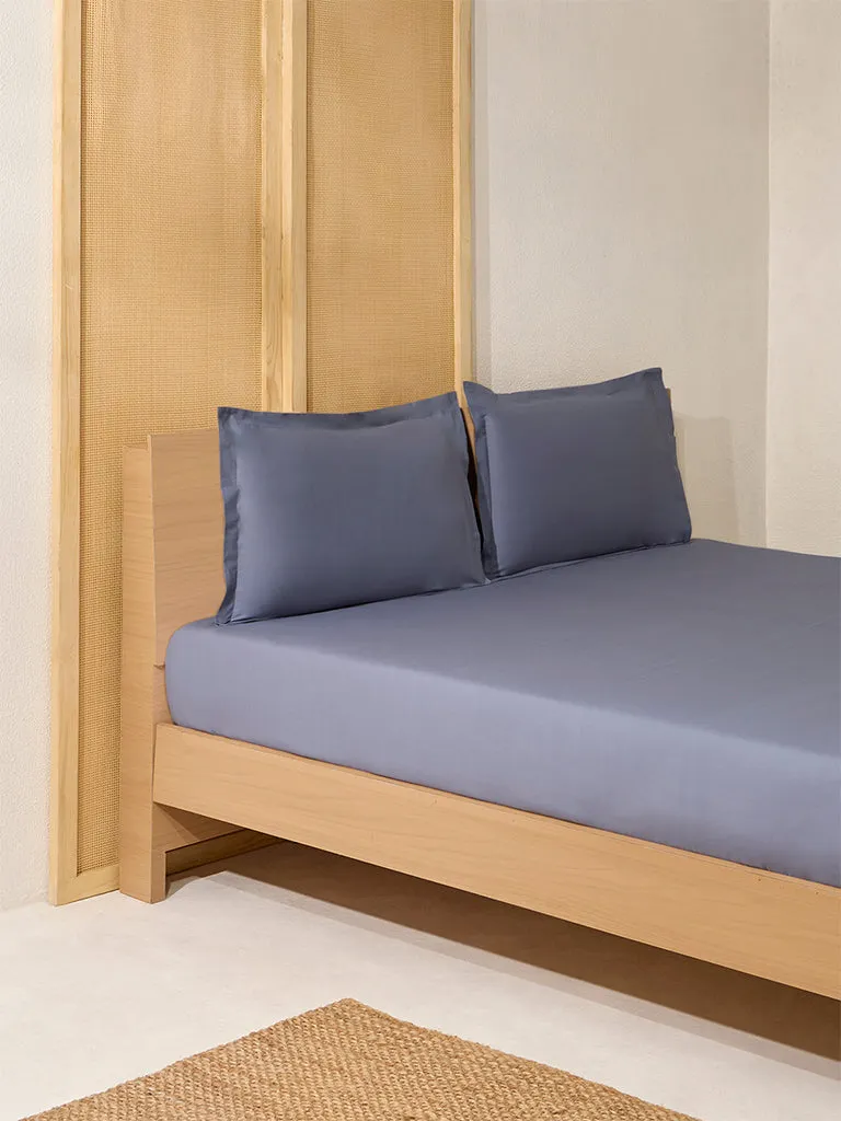 Westside Home Dark Grey Solid King Bed Fitted Sheet and Pillowcase Set