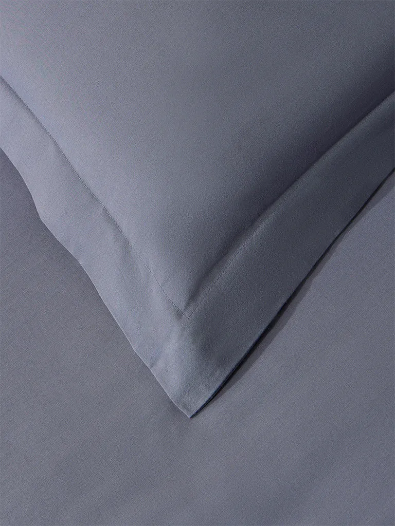 Westside Home Dark Grey Solid King Bed Fitted Sheet and Pillowcase Set