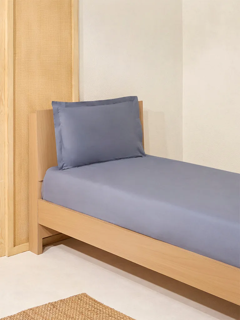 Westside Home Dark Grey Solid Single Bed Flat Sheet and Pillowcase Set
