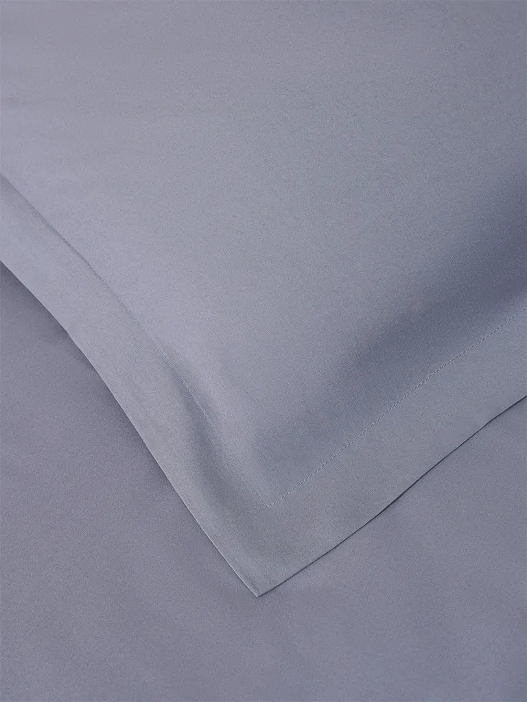 Westside Home Dark Grey Solid Single Bed Flat Sheet and Pillowcase Set