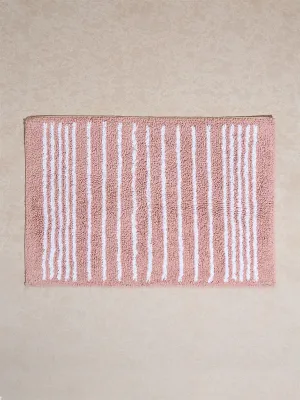 Westside Home Light Pink Stripe Printed Bathmat