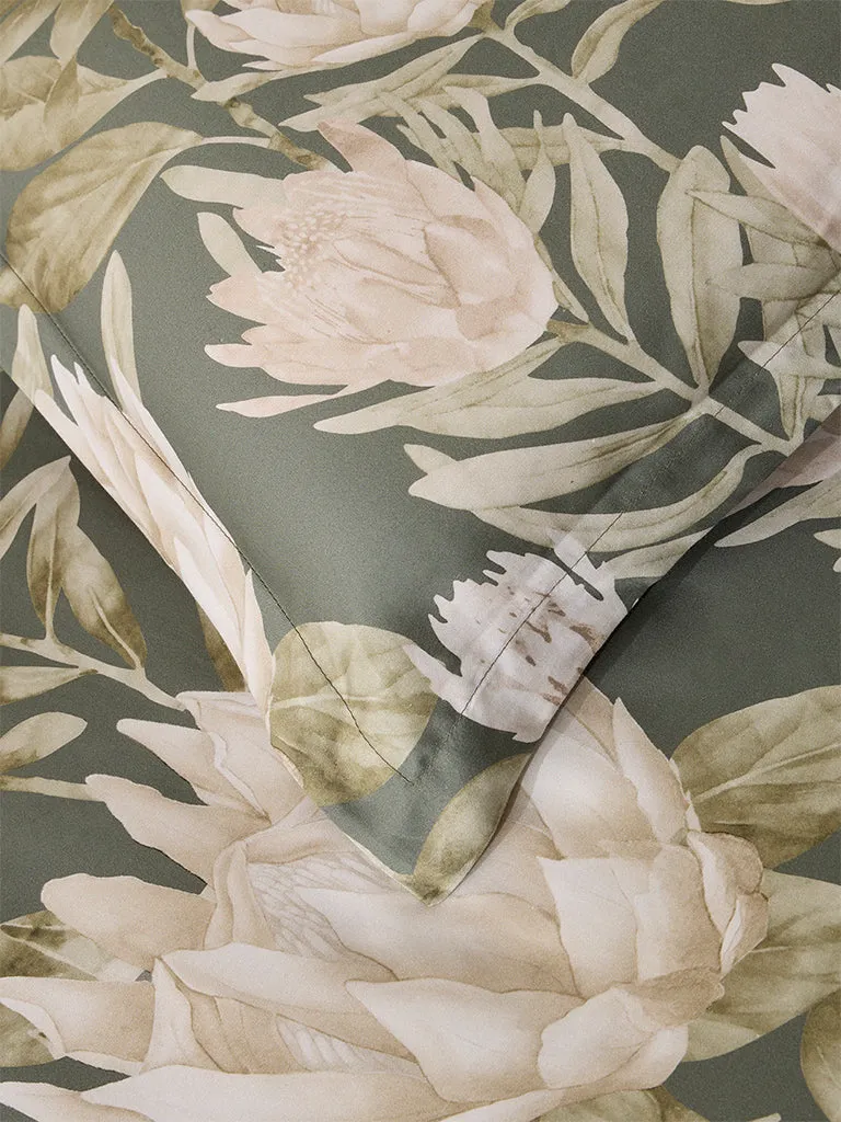 Westside Home Lilac Printed Queen Bed Flat Sheet and Pillowcase Set