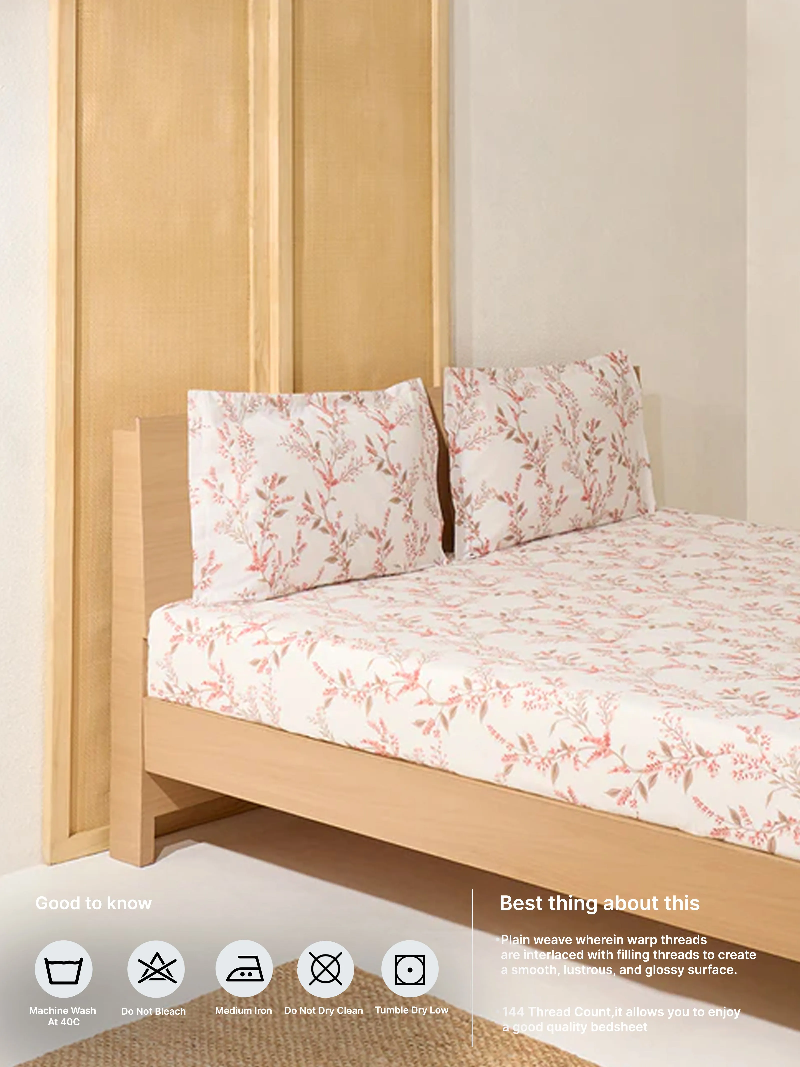 Westside Home Rust Printed King Bed Flat Sheet and Pillowcase Set