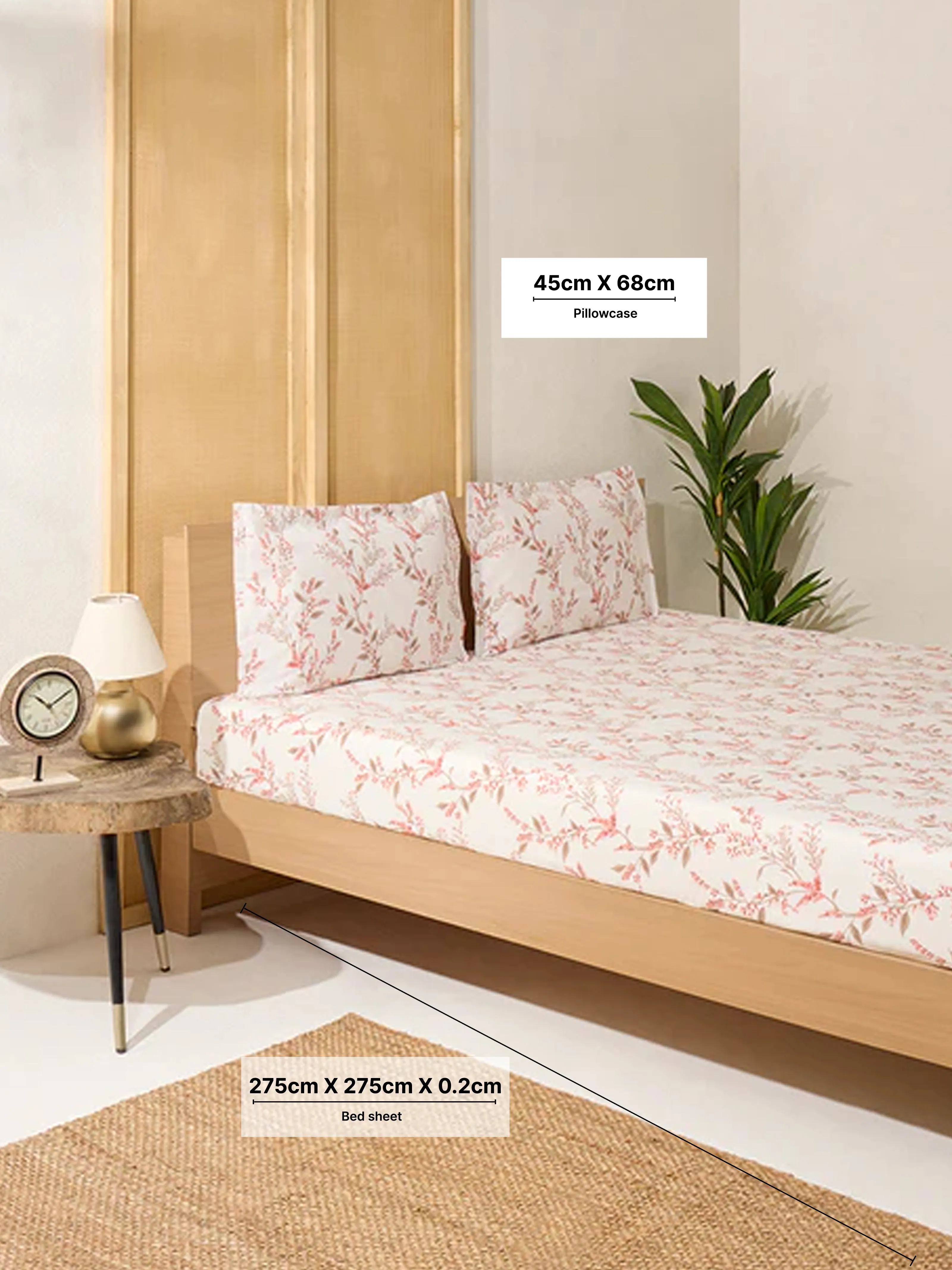 Westside Home Rust Printed King Bed Flat Sheet and Pillowcase Set