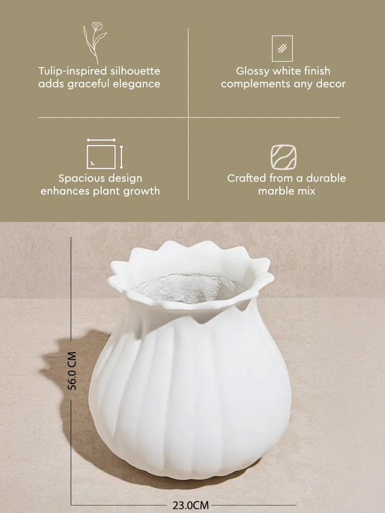 Westside Home White Tulip-Shaped Planter