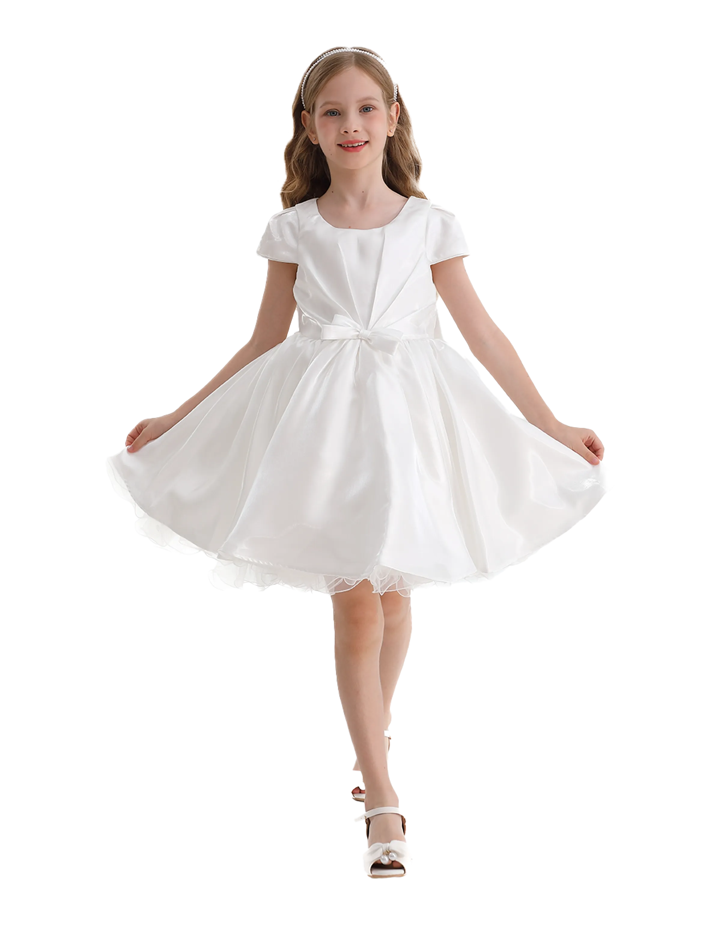 White Bow Short Solera Dress