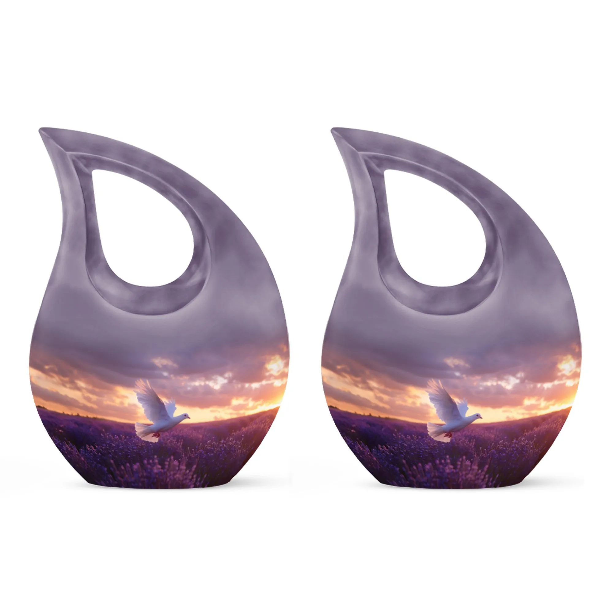 White Dove On Purple Large Cremation Urn - A Peaceful Rest