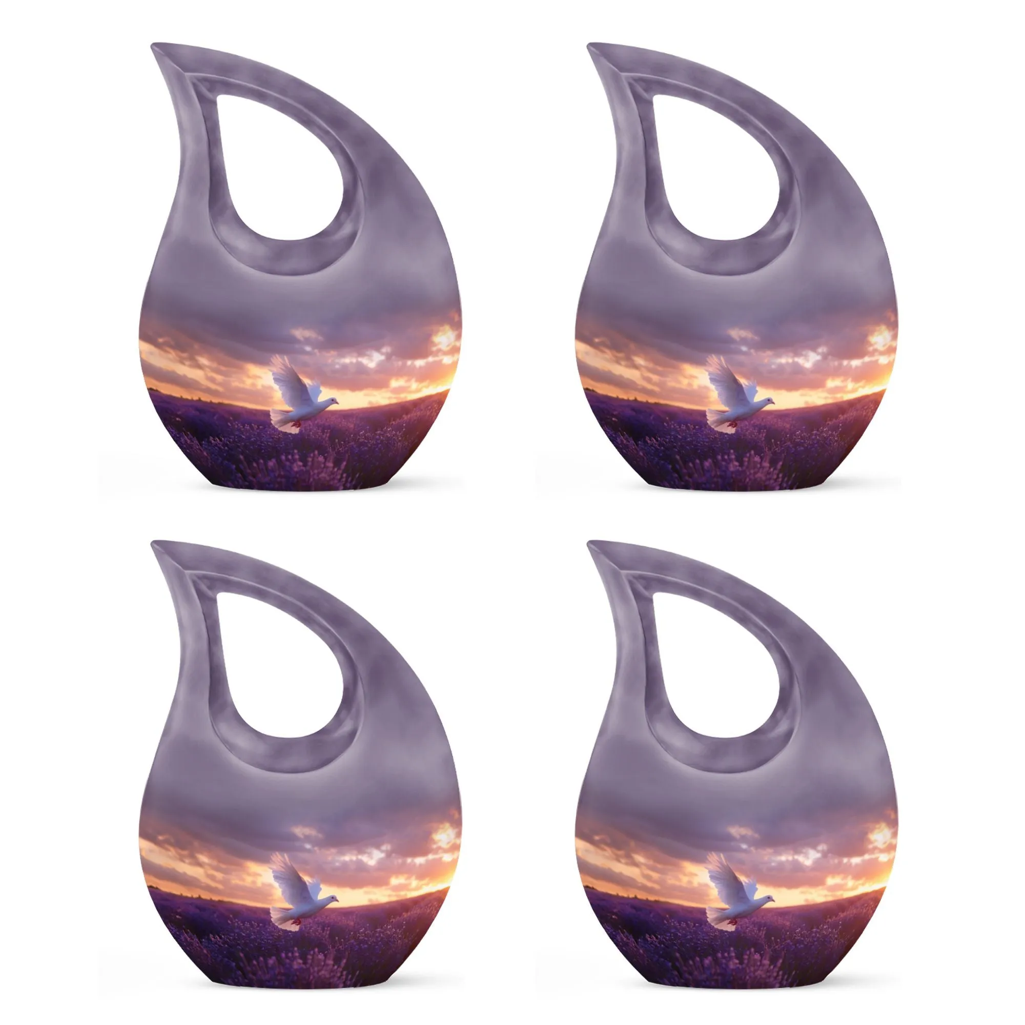 White Dove On Purple Large Cremation Urn - A Peaceful Rest