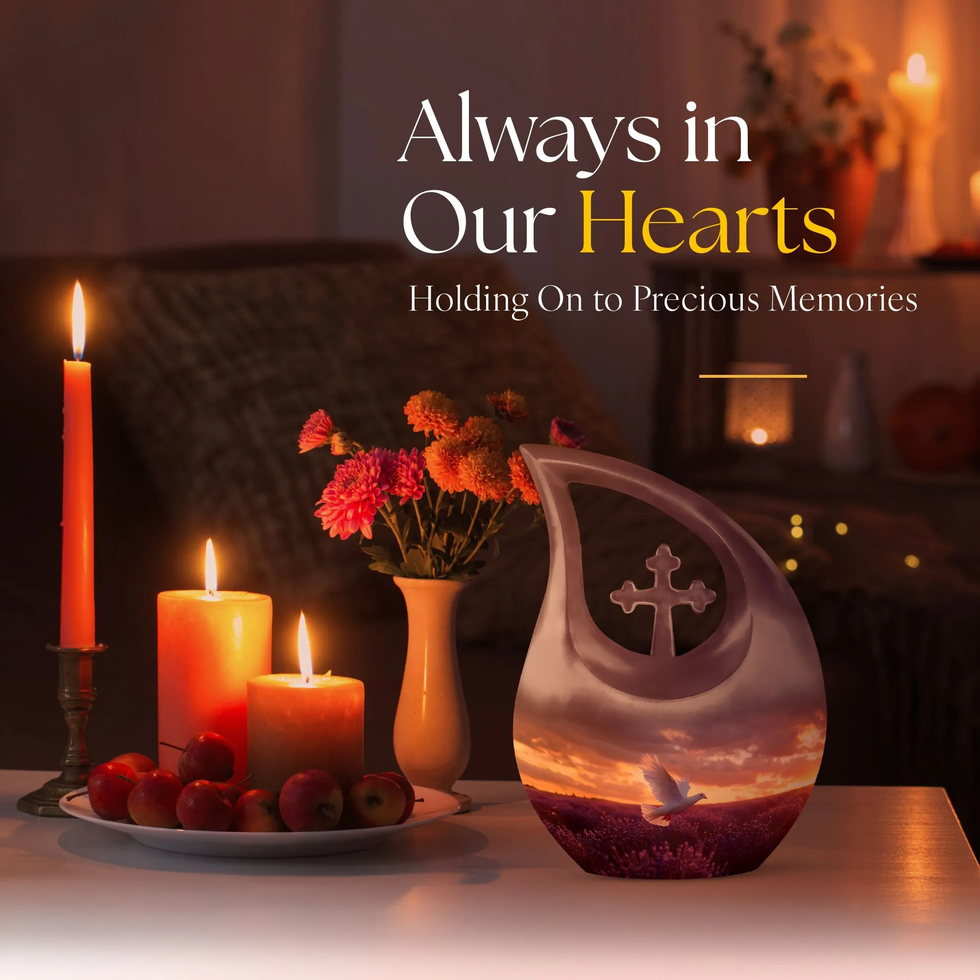 White Dove On Purple Large Cremation Urn - A Peaceful Rest