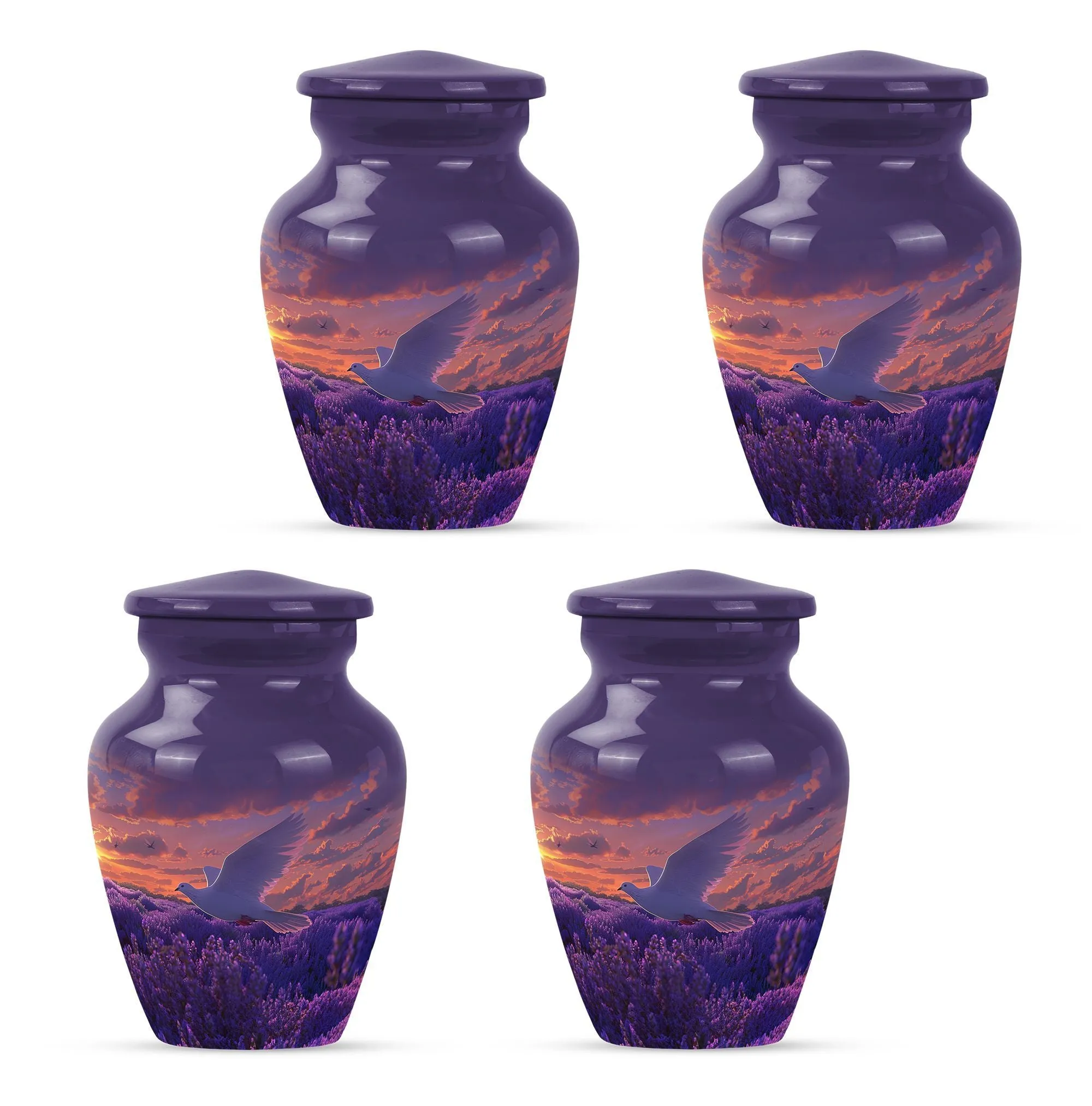White Dove on Purple Themed Cremation Urn For Human Ashes