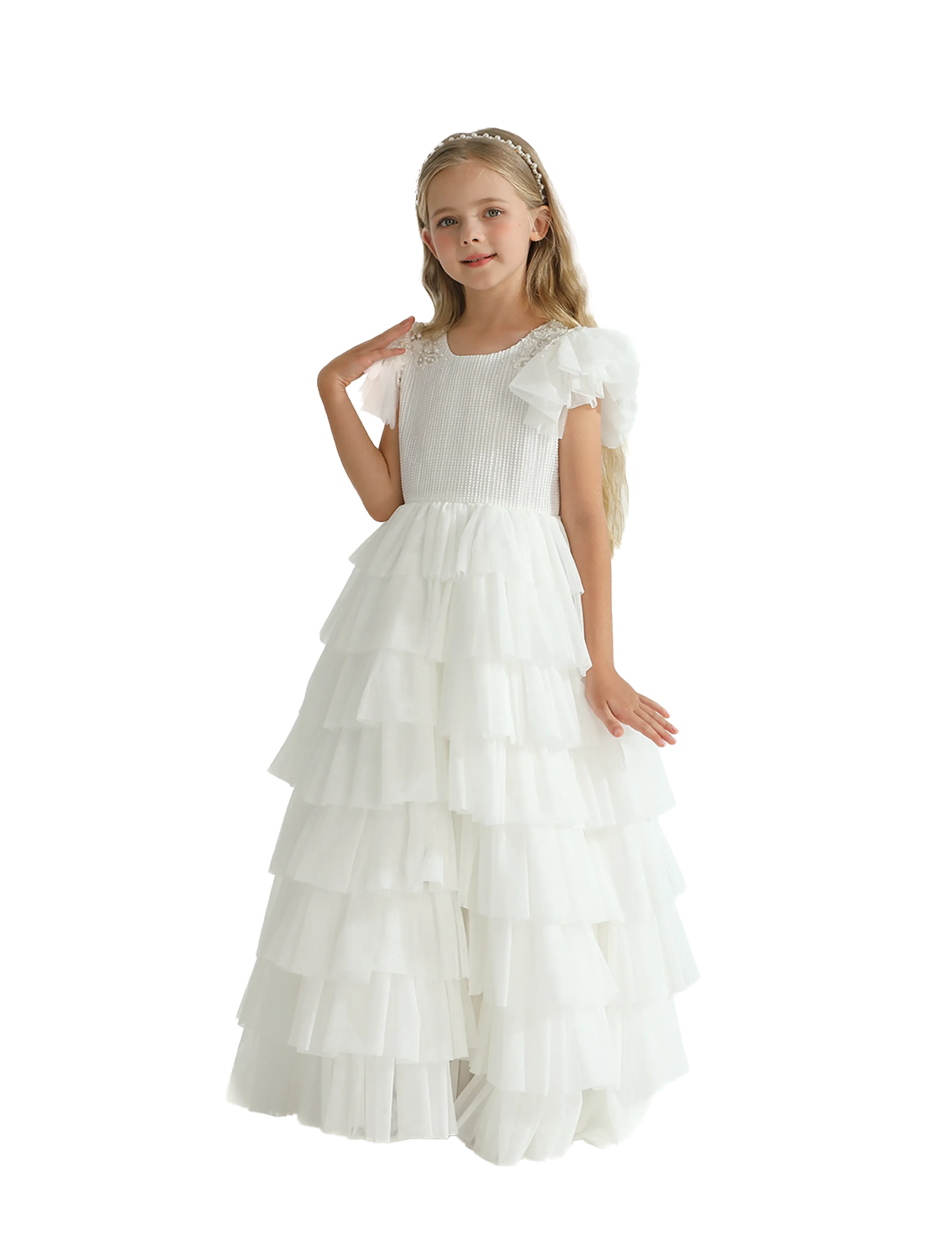 White Layered Tulle Abbyfield Dress