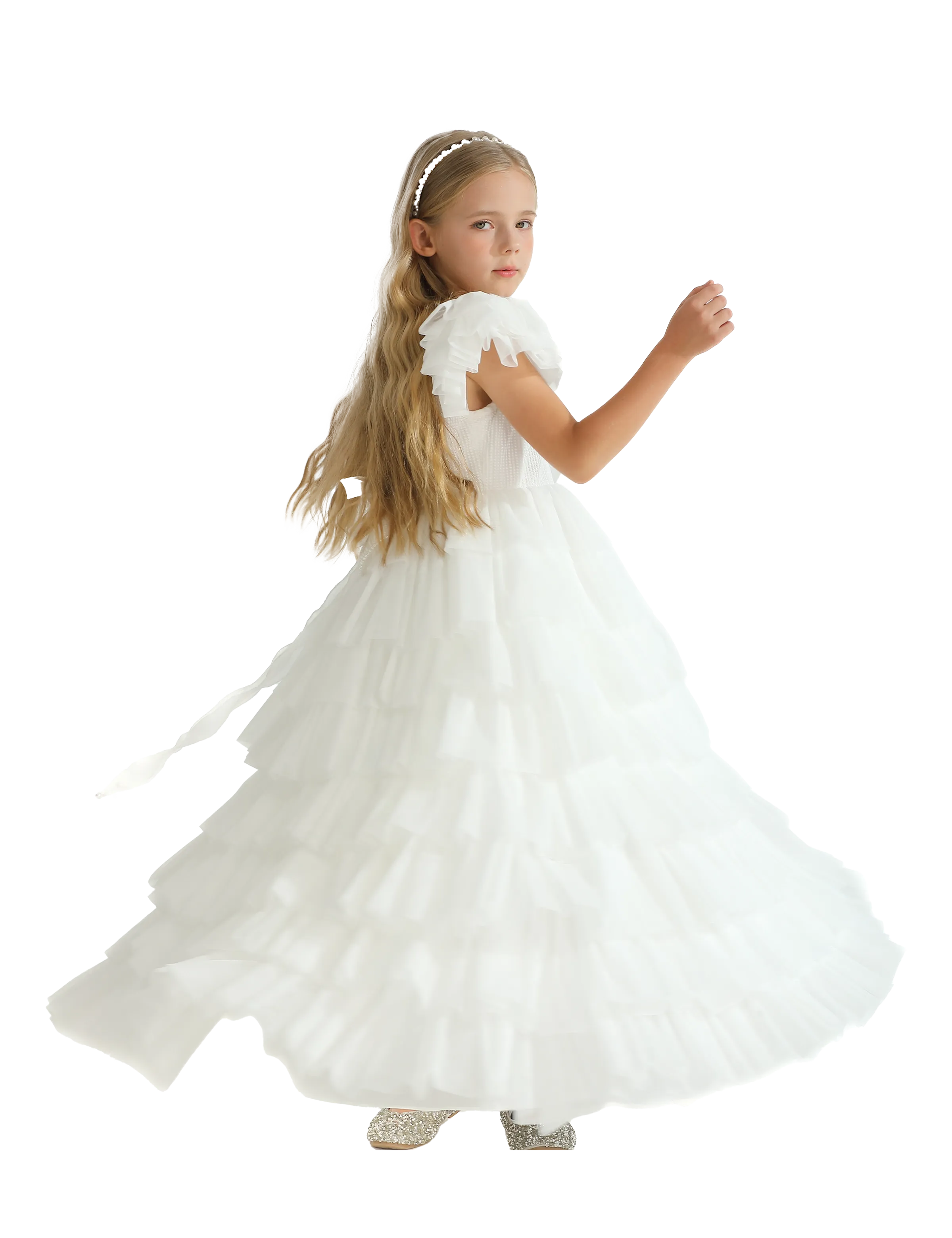 White Layered Tulle Abbyfield Dress