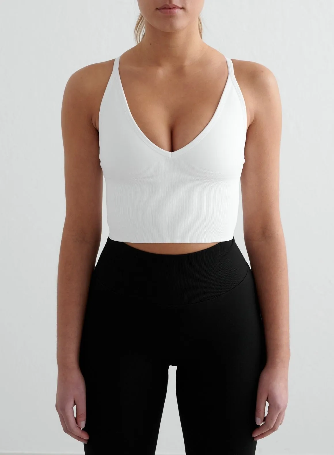 White Shape Seamless Cross Back Bralette