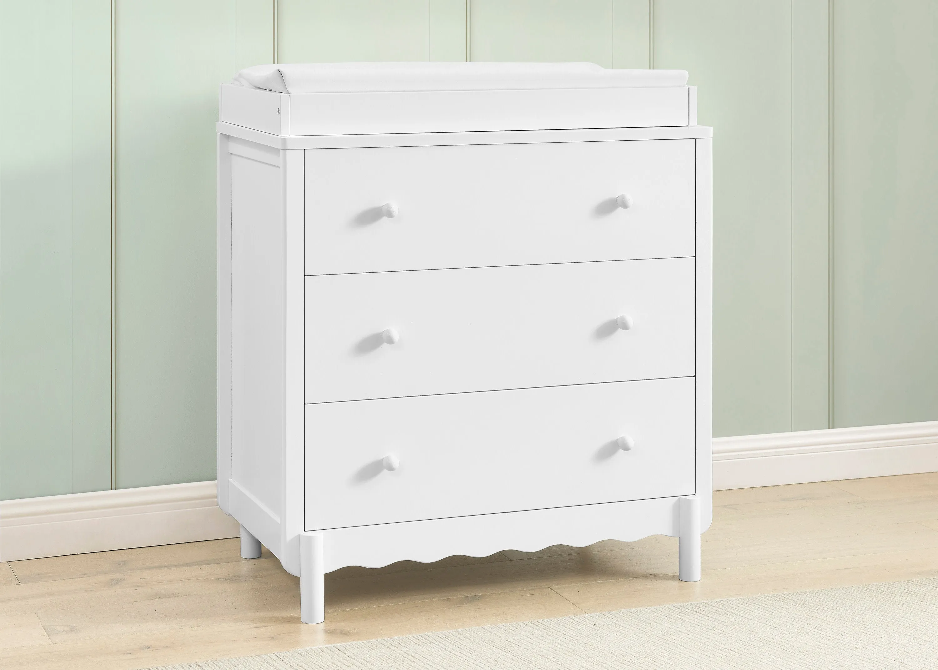 William 3 Drawer Dresser with Changing Top and Interlocking Drawers