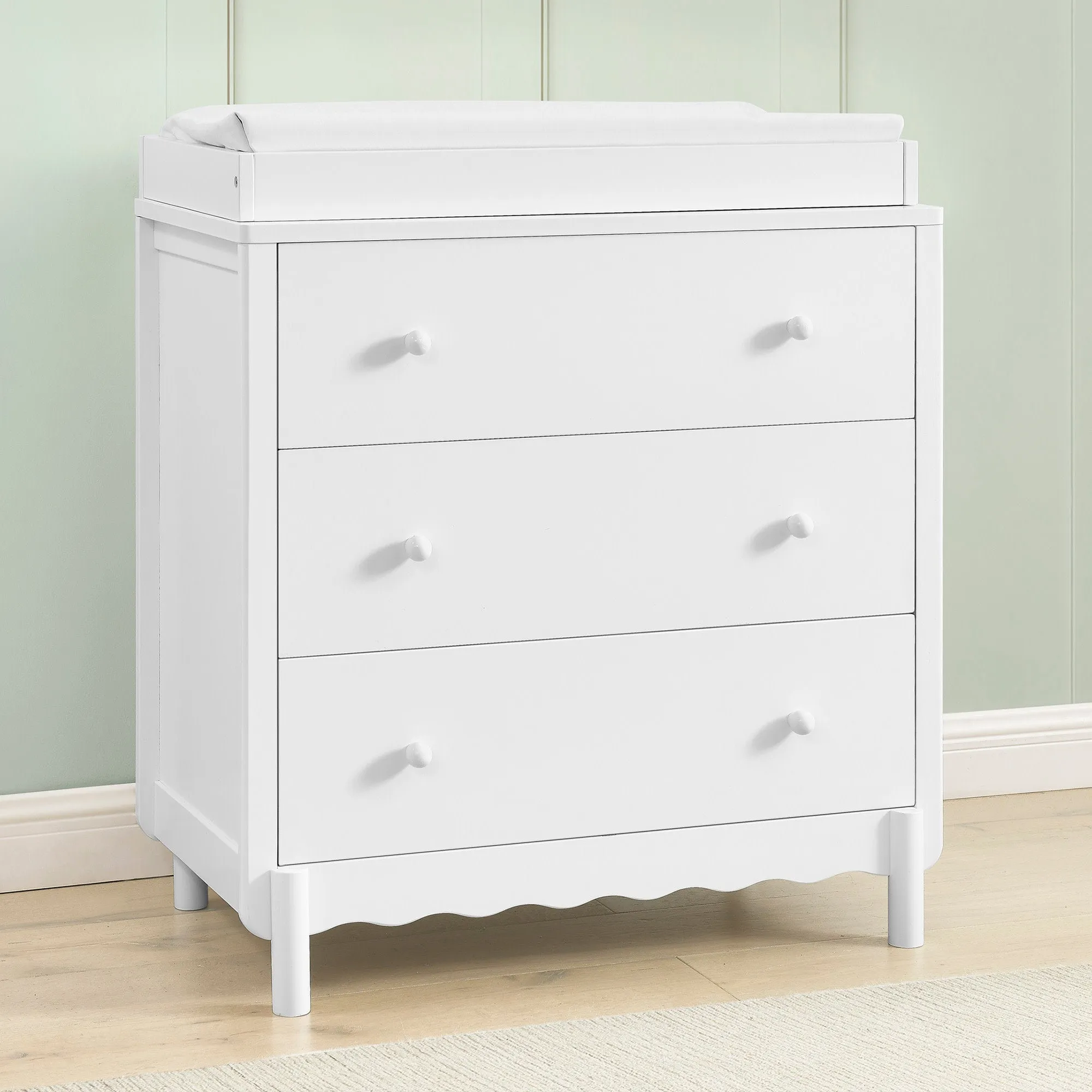William 3 Drawer Dresser with Changing Top and Interlocking Drawers