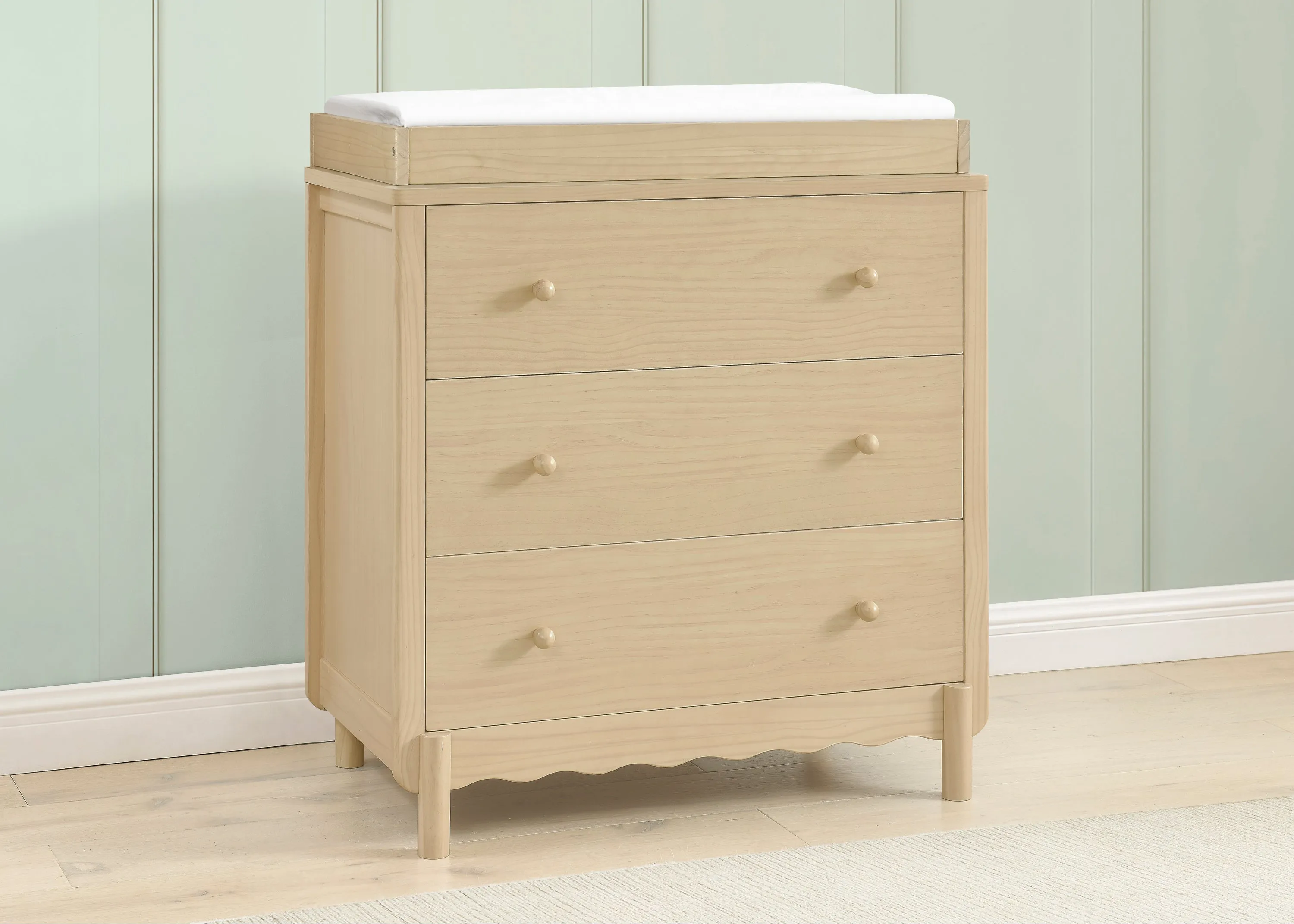 William 3 Drawer Dresser with Changing Top and Interlocking Drawers