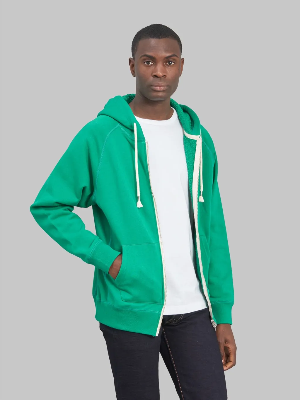 Wonder Looper Zip Hoodie Super Looper French Terry Heather Green