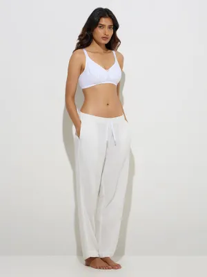 Wunderlove White Broderie Anglaise Cotton-Blend Bra