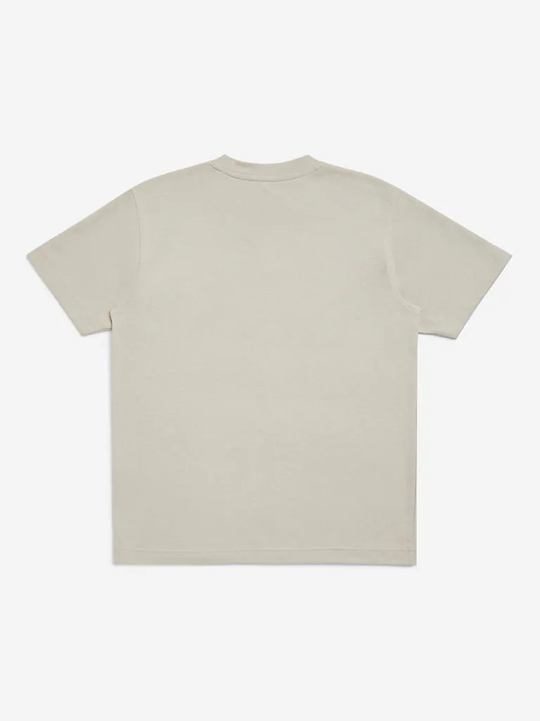 Y&F Kids Beige Relaxed-Fit Cotton-Blend T-Shirt