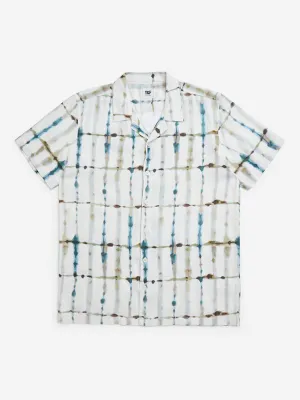 Y&F Kids White Tie-Dye Printed Resort-Fit Cotton Shirt