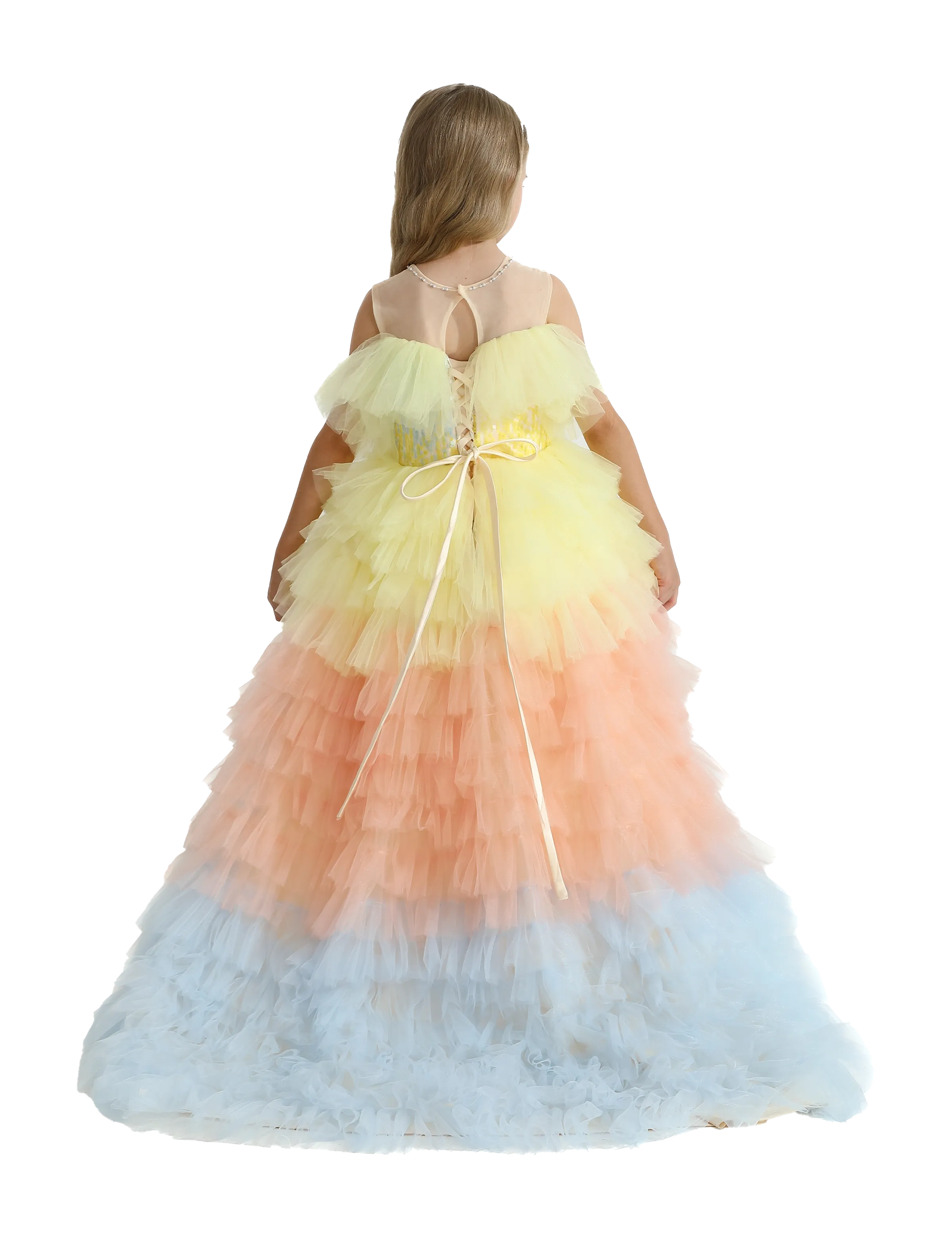 Yellow Tiered Pastel Ruffle Callecita Dress