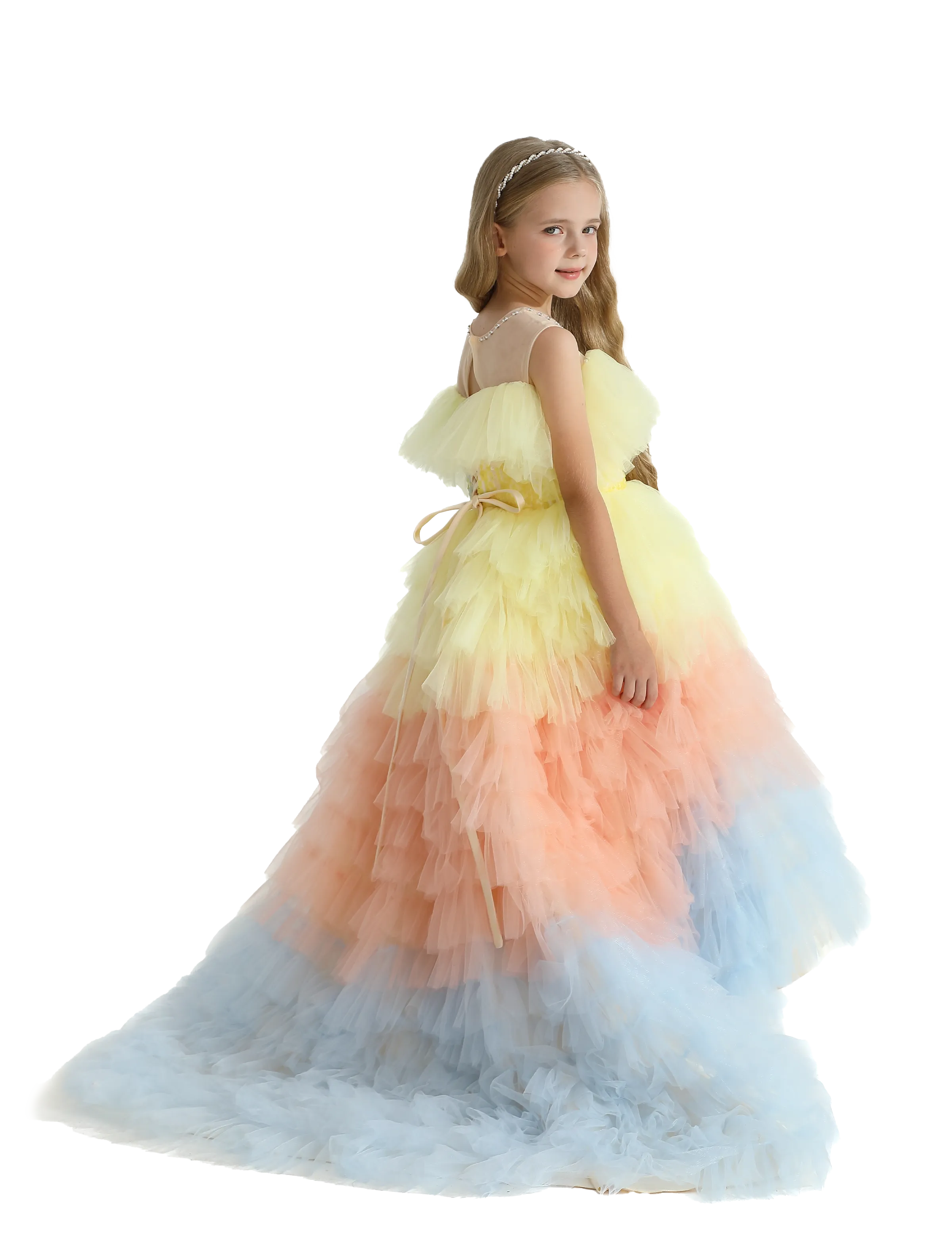 Yellow Tiered Pastel Ruffle Callecita Dress