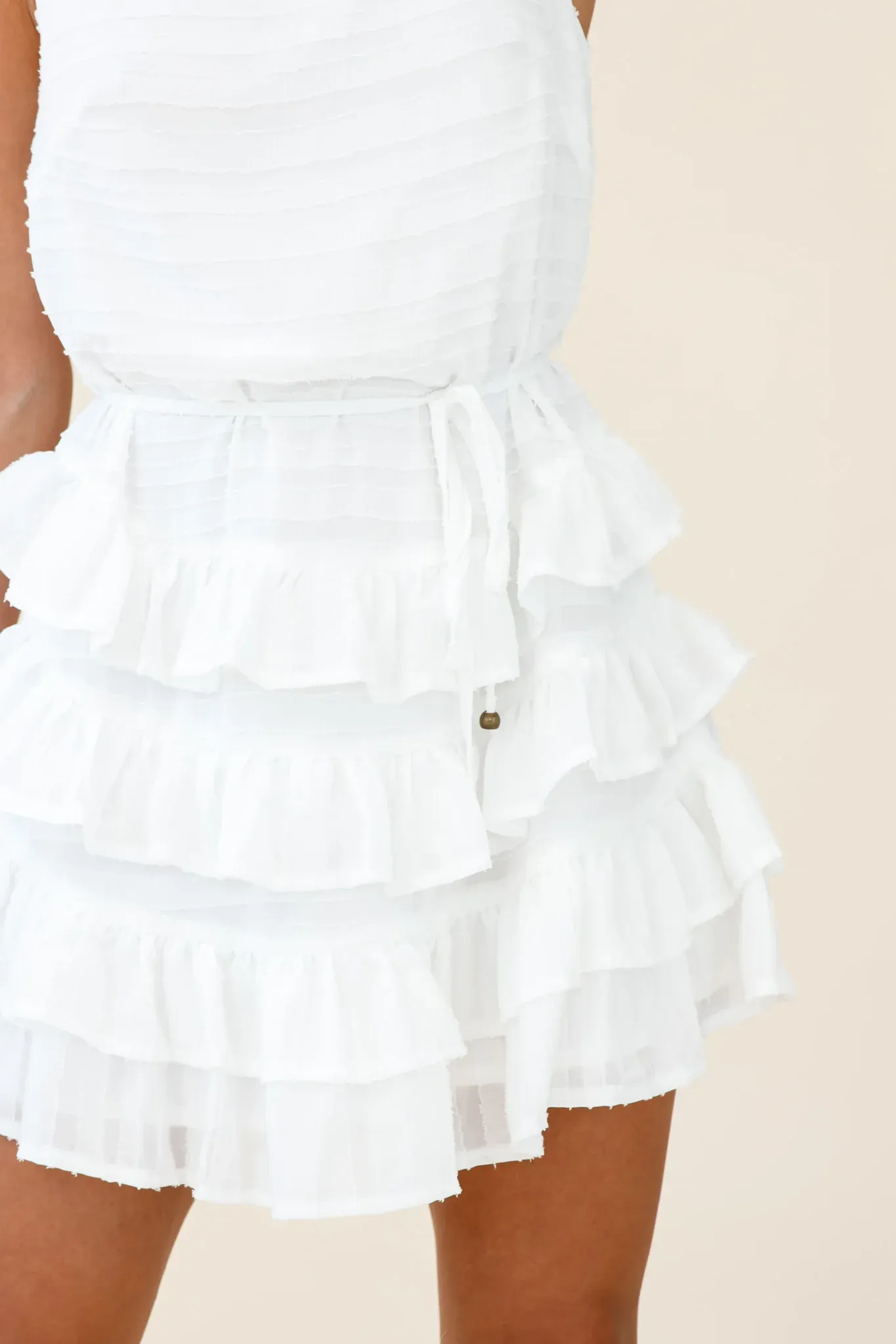 Zayah Sleeveless Layered Frill Dress White